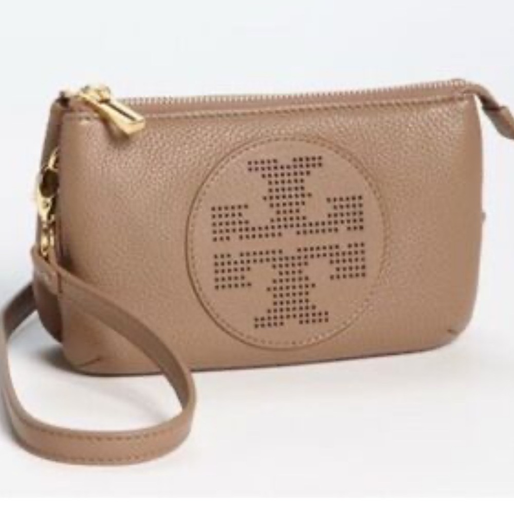 Tory Burch Tan brown Crossbody purse 7.5x5”